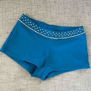 Capezio Teal Rhinestone Women's Athletic Shorts